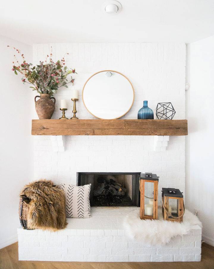 Hand Painted White Brick Fireplace Makeover