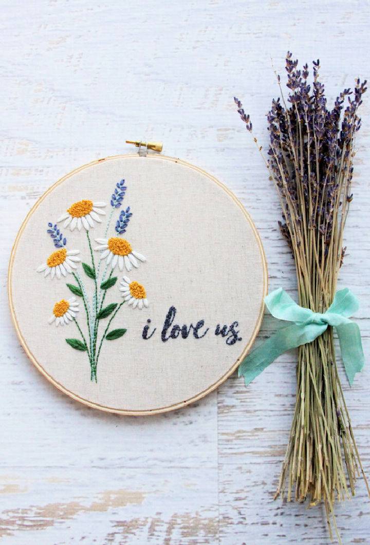 I Love Us Free Floral Embroidery Pattern