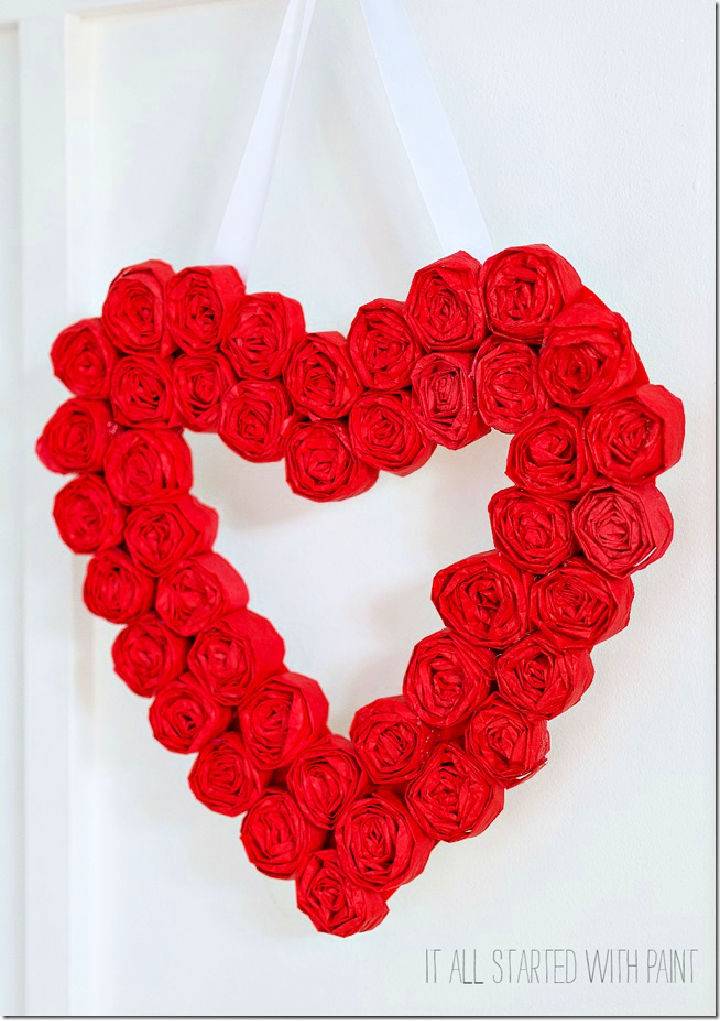 Tissue Paper Rosette Valentine Day Wreath