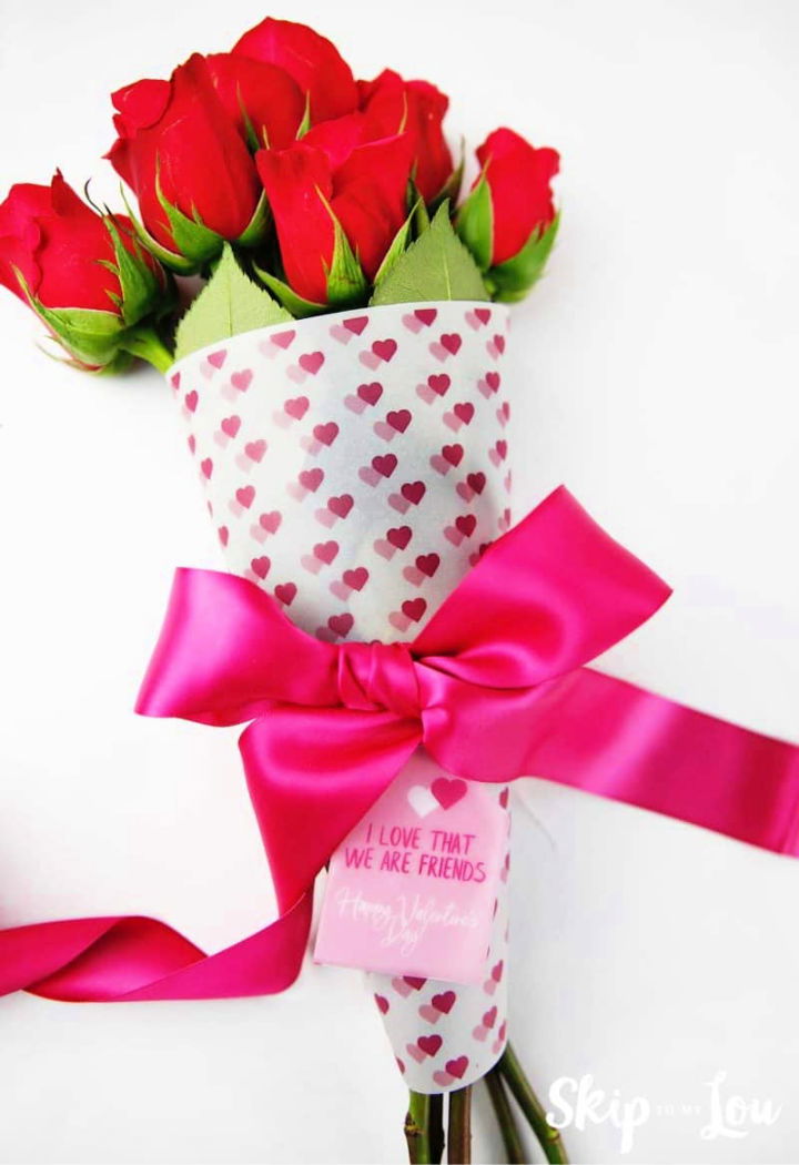 Valentine Printable Flower Bouquet Wrap