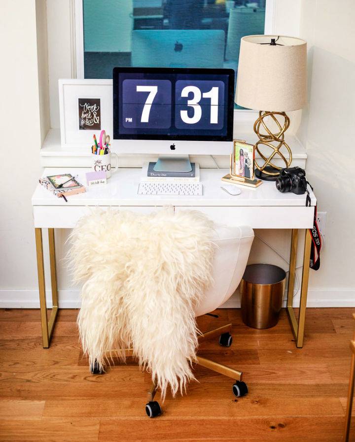 Easy DIY White and Gold Ikea Desk