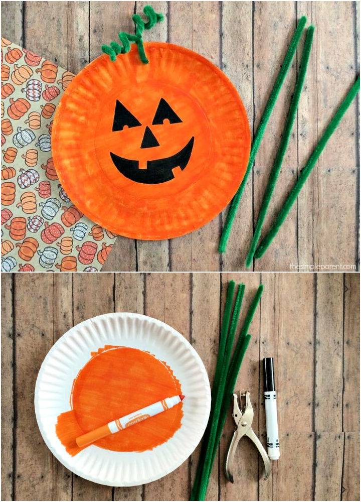 Easiest Paper Plate Pumpkin Craft