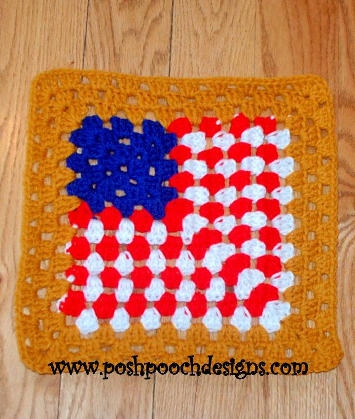 American Flag 12 Inch Granny Square Crochet Pattern