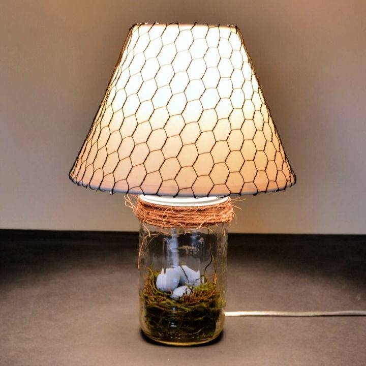 Bird Nest Mason Jar DIY Lamp