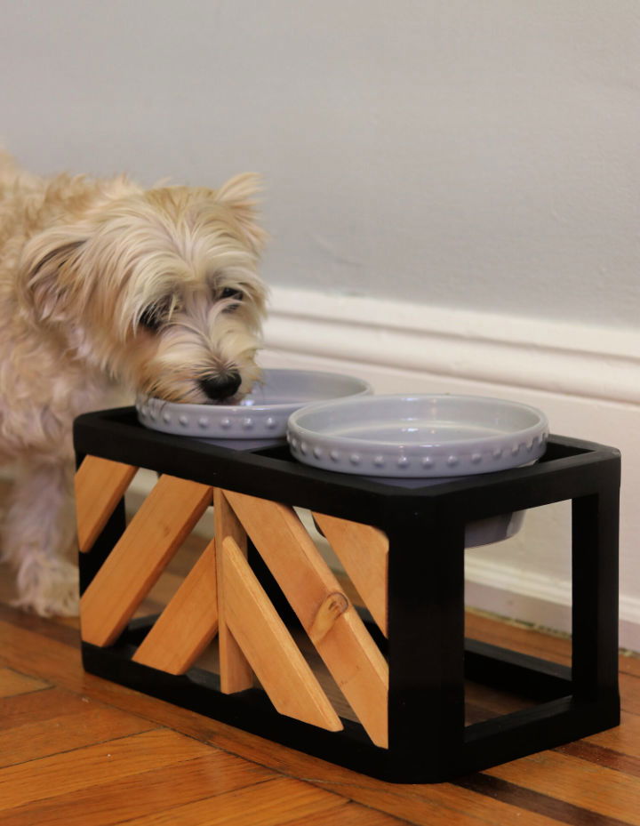 DIY Mid Century Dog Bowl Stand - Sarah Hearts