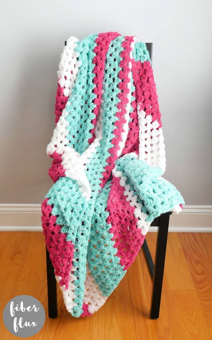 C2C Crochet Fluffy Granny Blanket