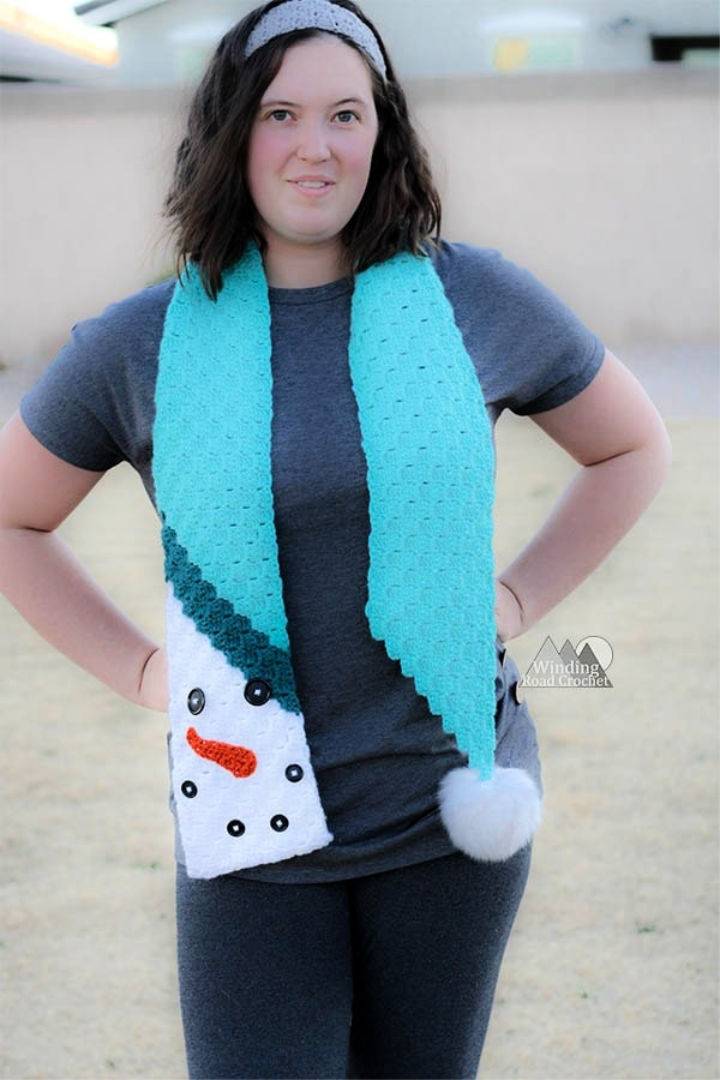 C2C Crochet Snowman Scarf Pattern