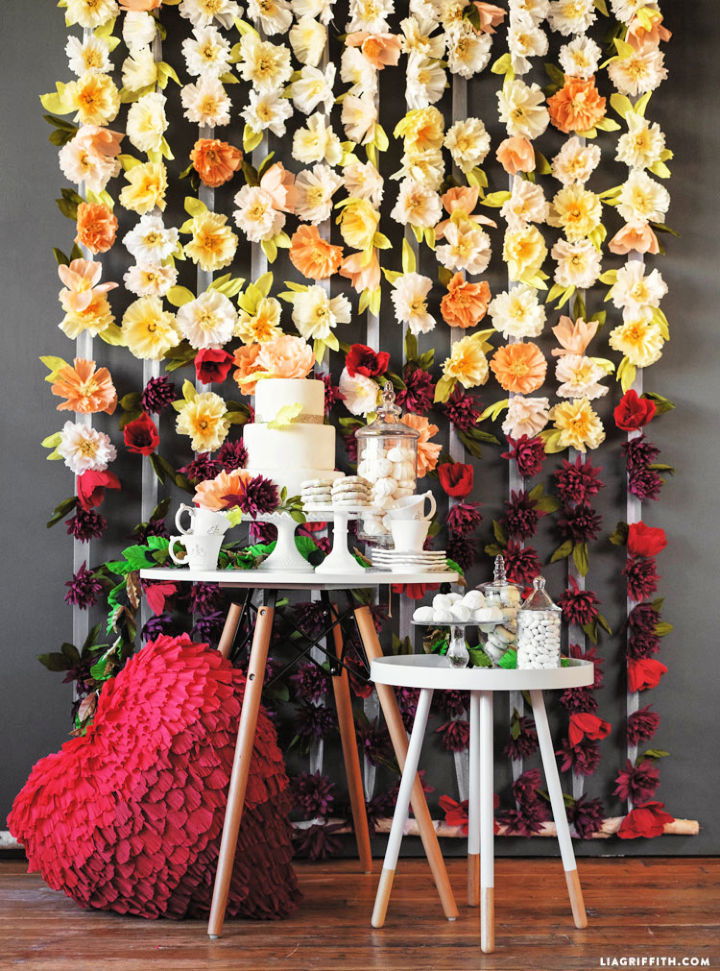 Crepe Flower Wedding Backdrop