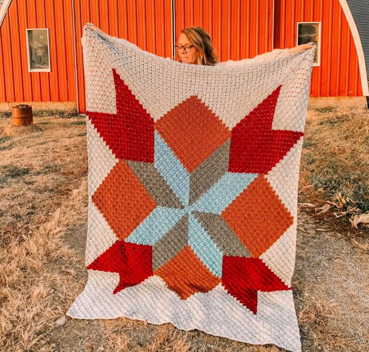 Crochet Barn Quilt Blanket – Free C2C Pattern