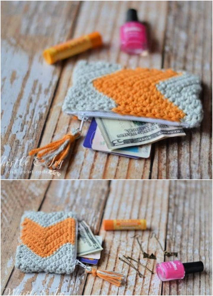 Crochet Chevron Zipper Pouch Gift