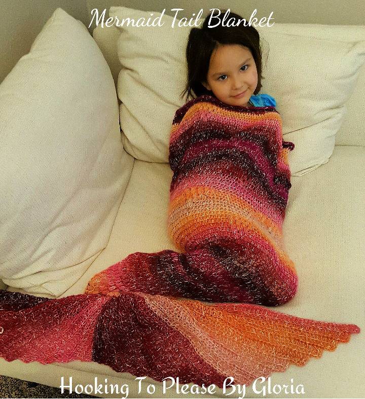 Crochet Child Mermaid Tail Blanket