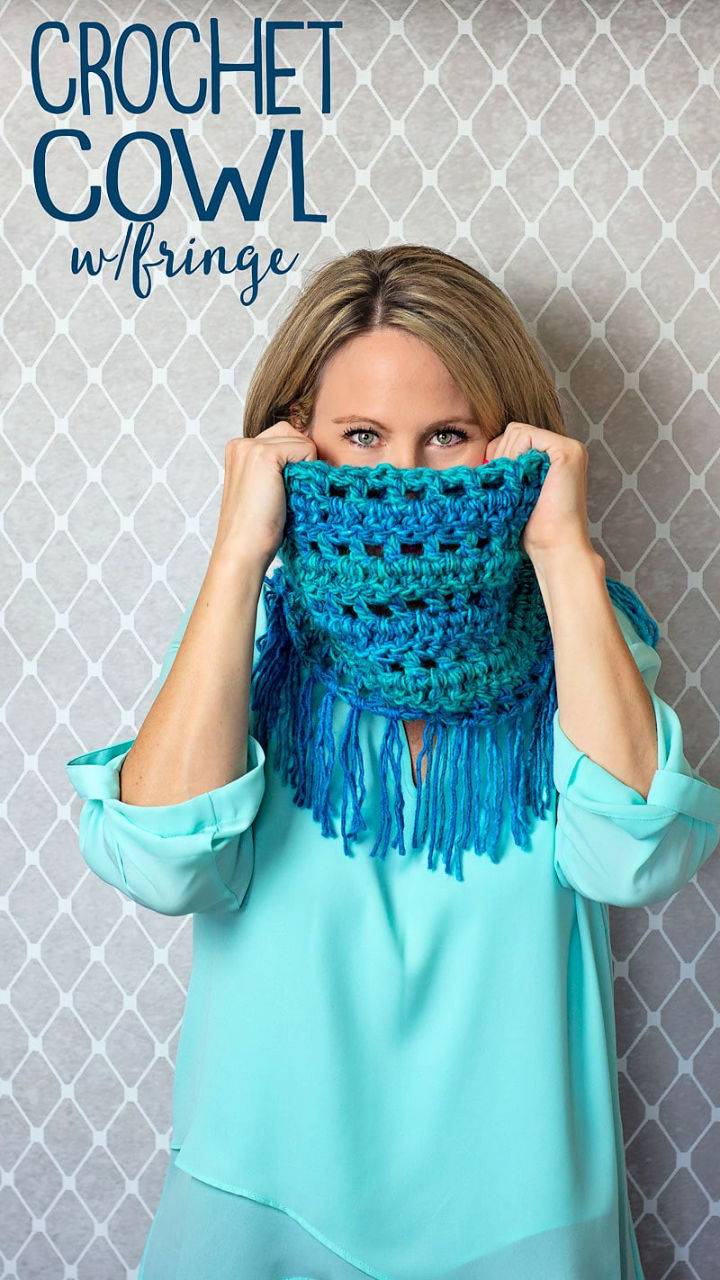 Crochet Cowl Scarf with Fringe
