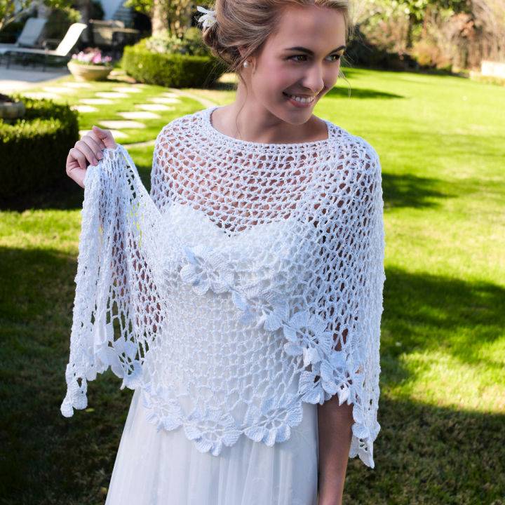 Crochet Flowing Bridal Shawl