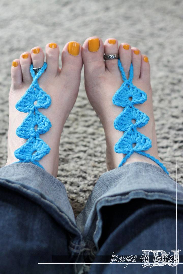 Crochet Hearts Barefoot Sandals Pattern