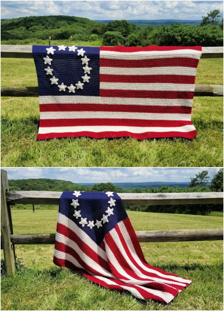 Crochet Old Glory American Flag Afghan Pattern