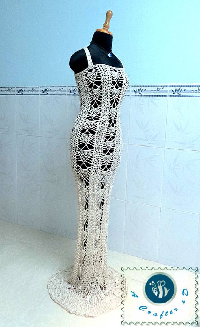 Crochet Pineapple Mermaid Wedding Dress