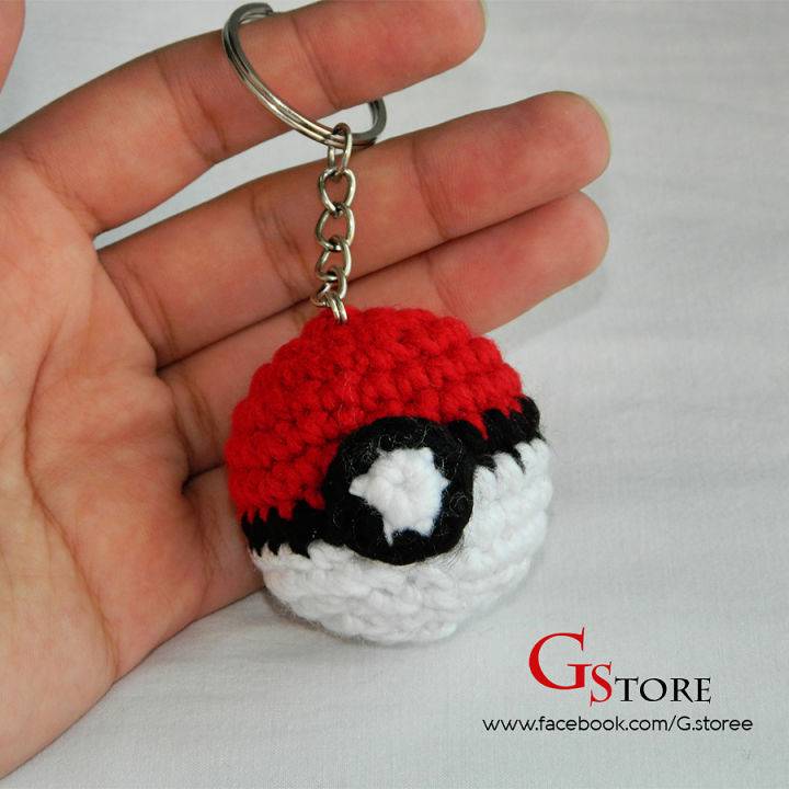 Crochet Pokemon Ball Keychain