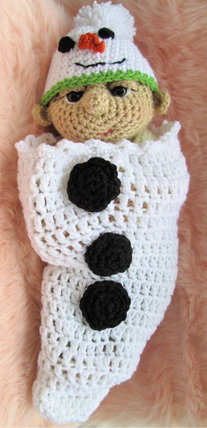 Crochet Snowman Cocoon and Snowman Hat 1