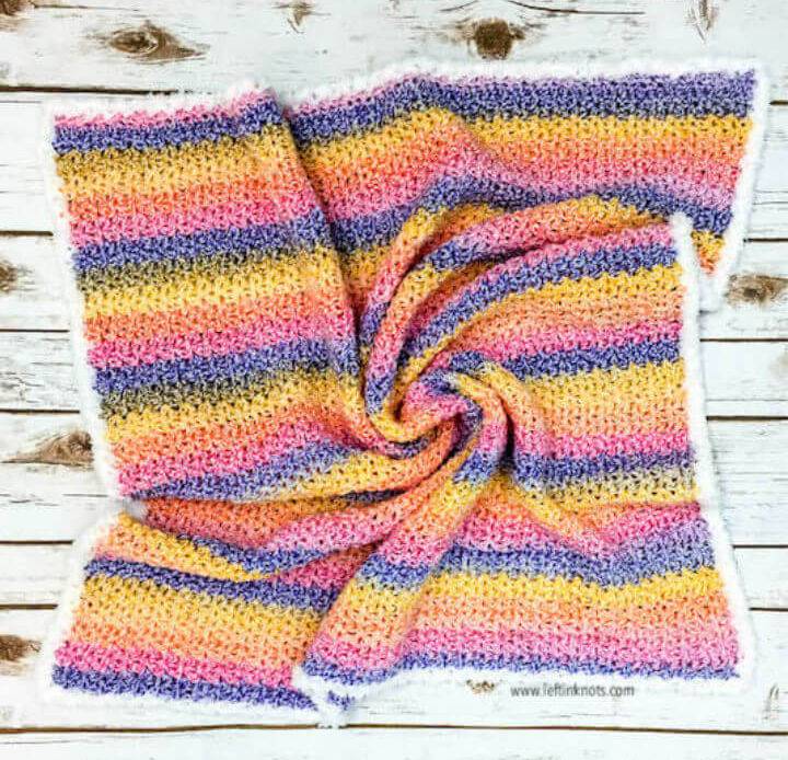 Multicolor Crochet Sunrise Baby Blanket - Free Pattern