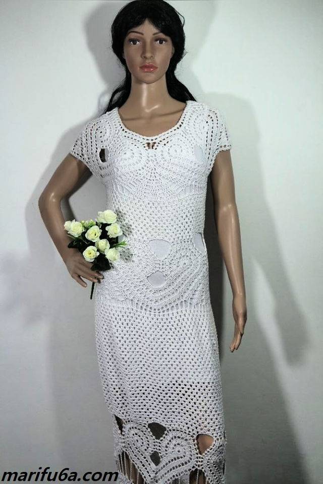 Crochet Wedding Dress With Hearts Free Pattern