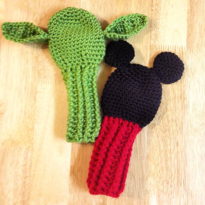 Crochet Yoda and Mickey Mouse Golf Club Covers