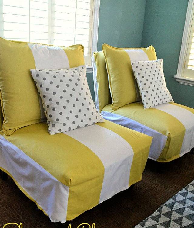 Homemade Chair Slipcover Using Curtain Panels