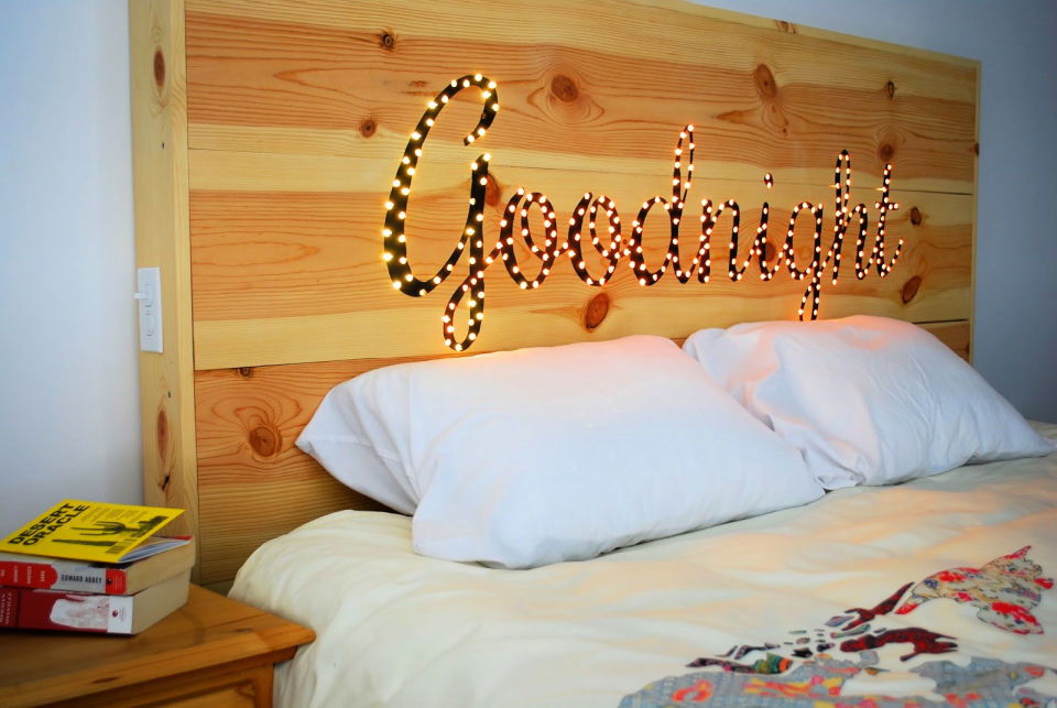 DIY Headboard With Lights