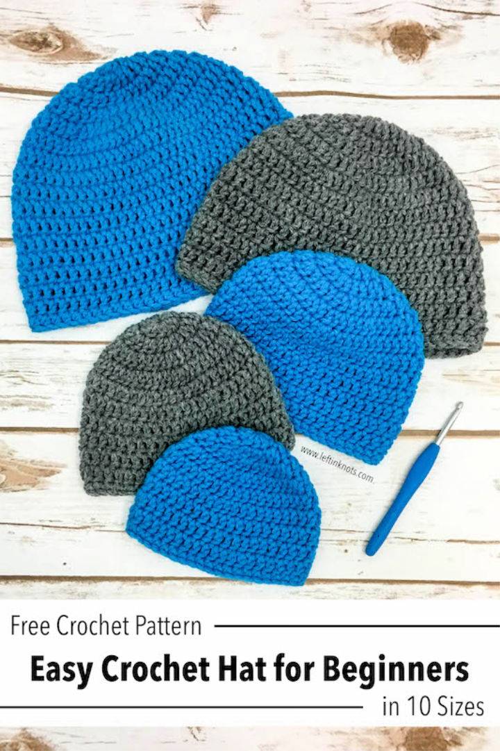 Double Crochet Hat in 10 Sizes for Beginners