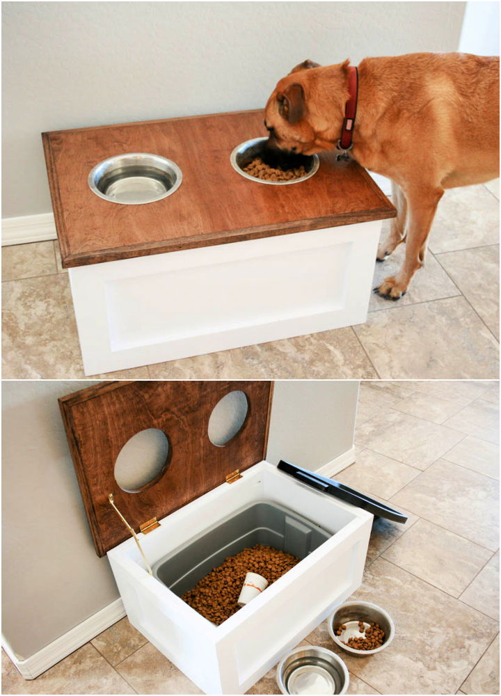 DIY Mid Century Dog Bowl Stand - Sarah Hearts