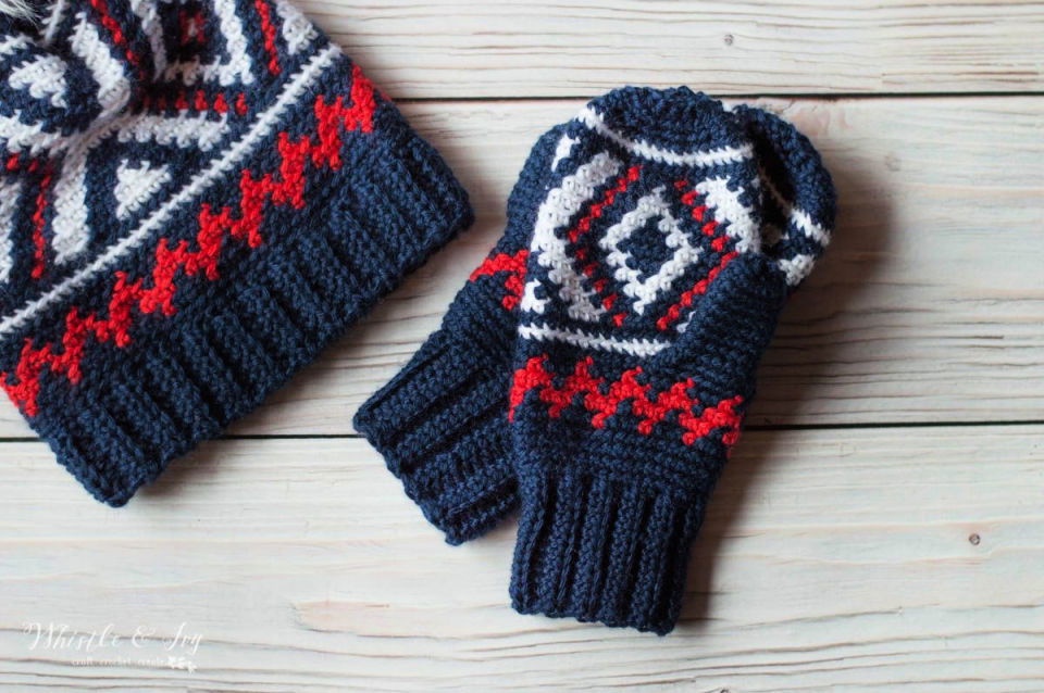 Tapestry Crochet Fair Isle Neva Mittens Pattern