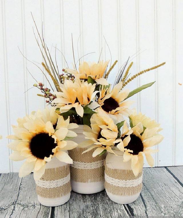 Fall Jars With Dollar Store Flowers