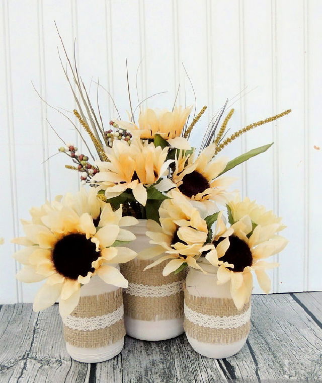 Handmade Fall Jars With Dollar Store Flowers