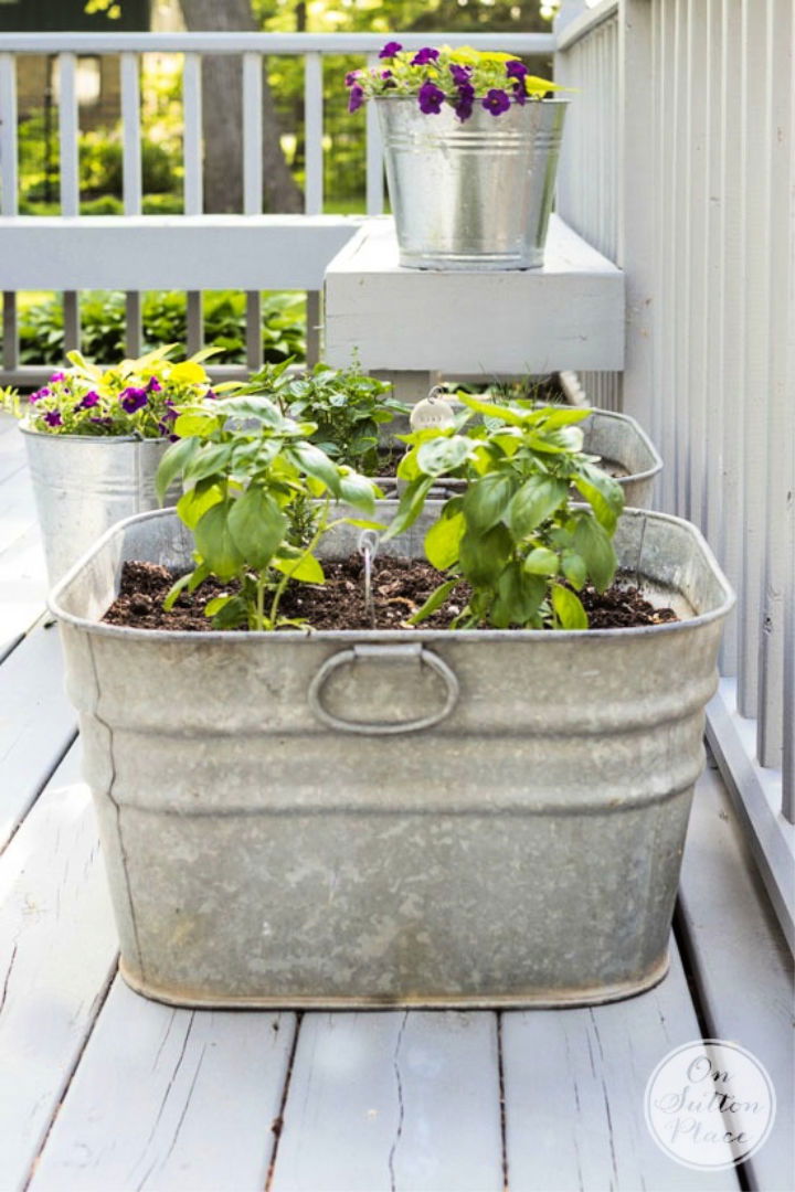 Galvanized Wash Tub Herb Garden