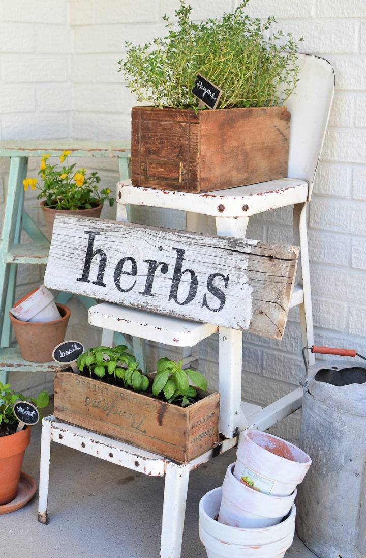 Making a Herb Garden With Vintage Boxes