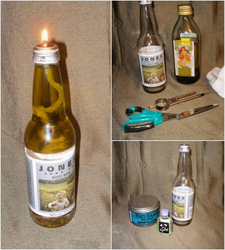 Homemade Glass Bottle Oil Lamp