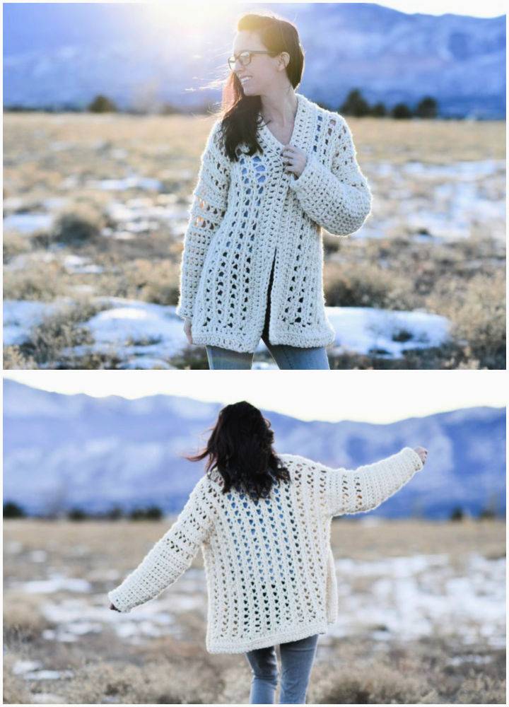 Light Snow Oversized Cardigan Crochet Free Pattern