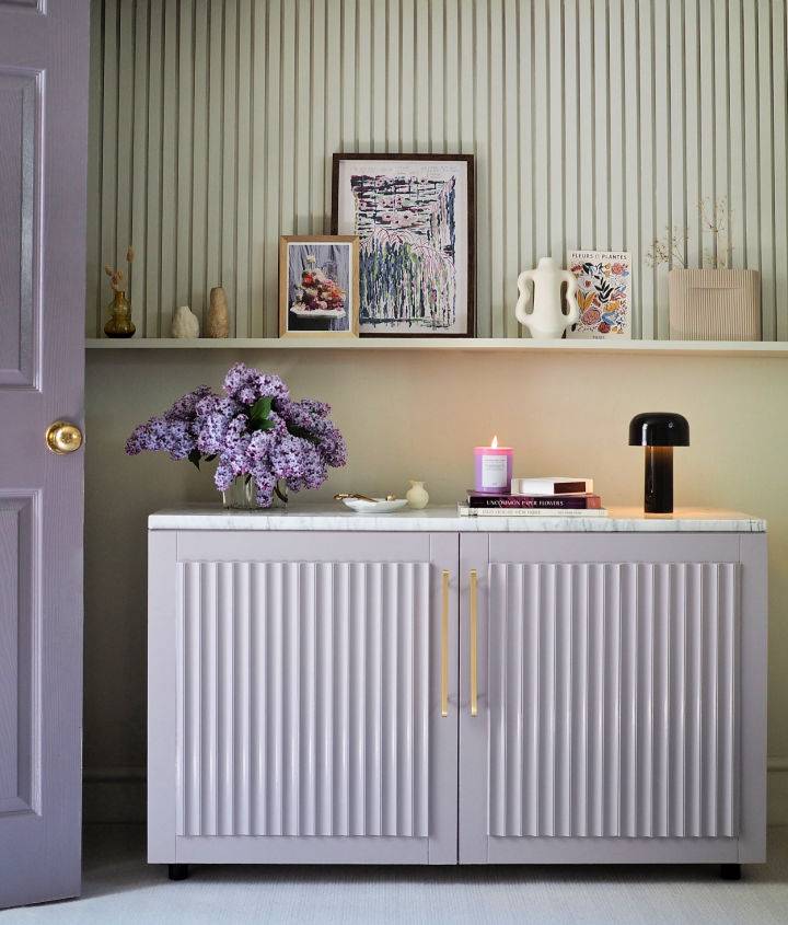 Lilac and Marble Sideboard Storage Cabinet