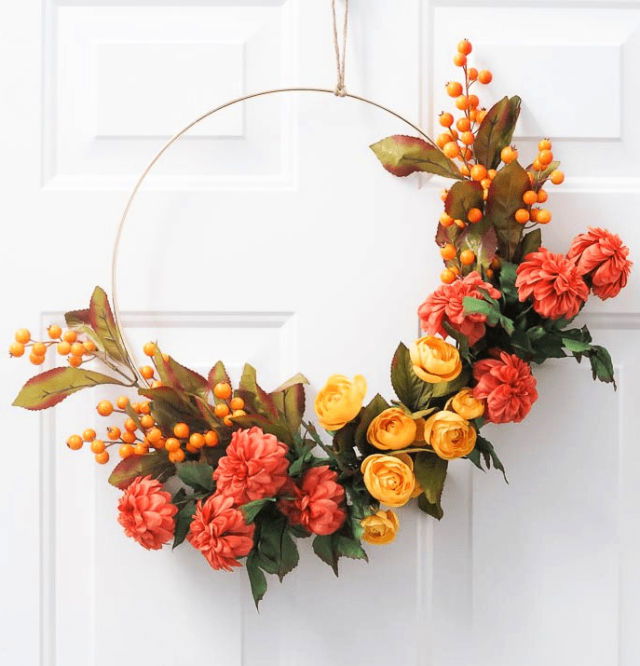 Make Your Own Fall Hoop Wreath