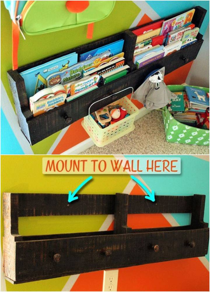 Make and Install Pallet Bookshelves with Knobs for Bonus Storage