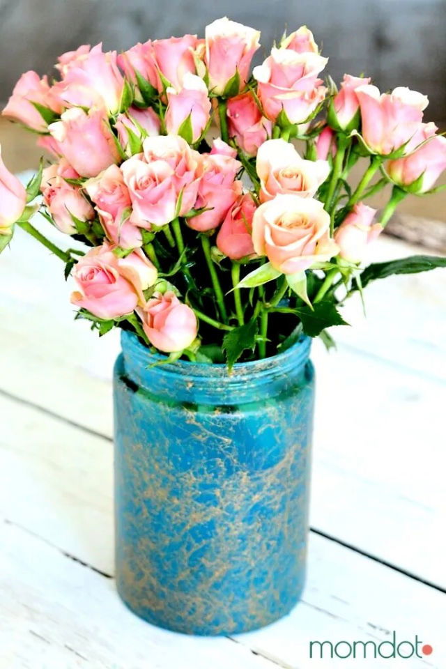 Marbelized Mason Jar Centerpiece