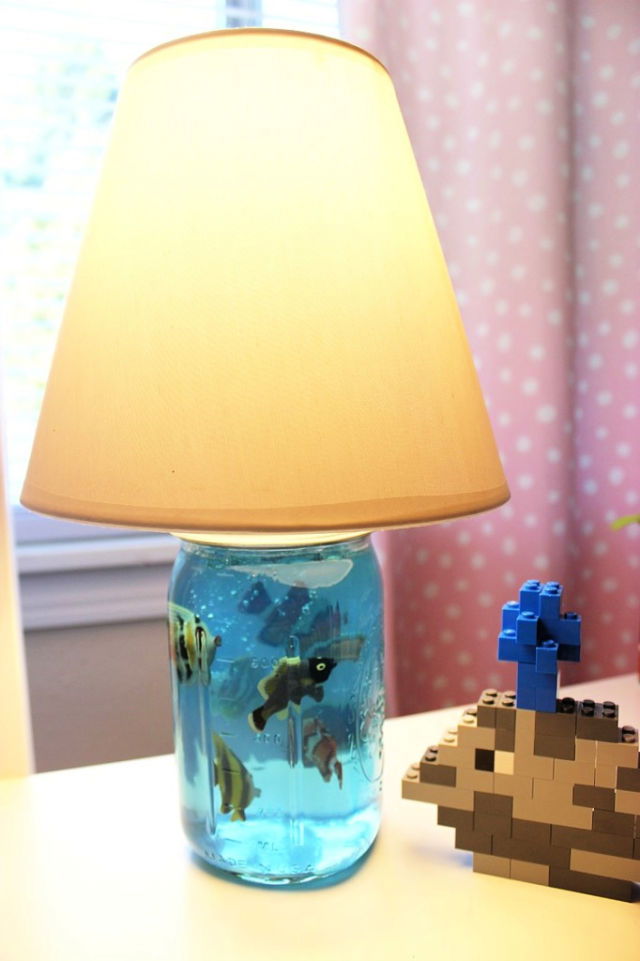 Mason Jar Aquarium Lamp For Kids