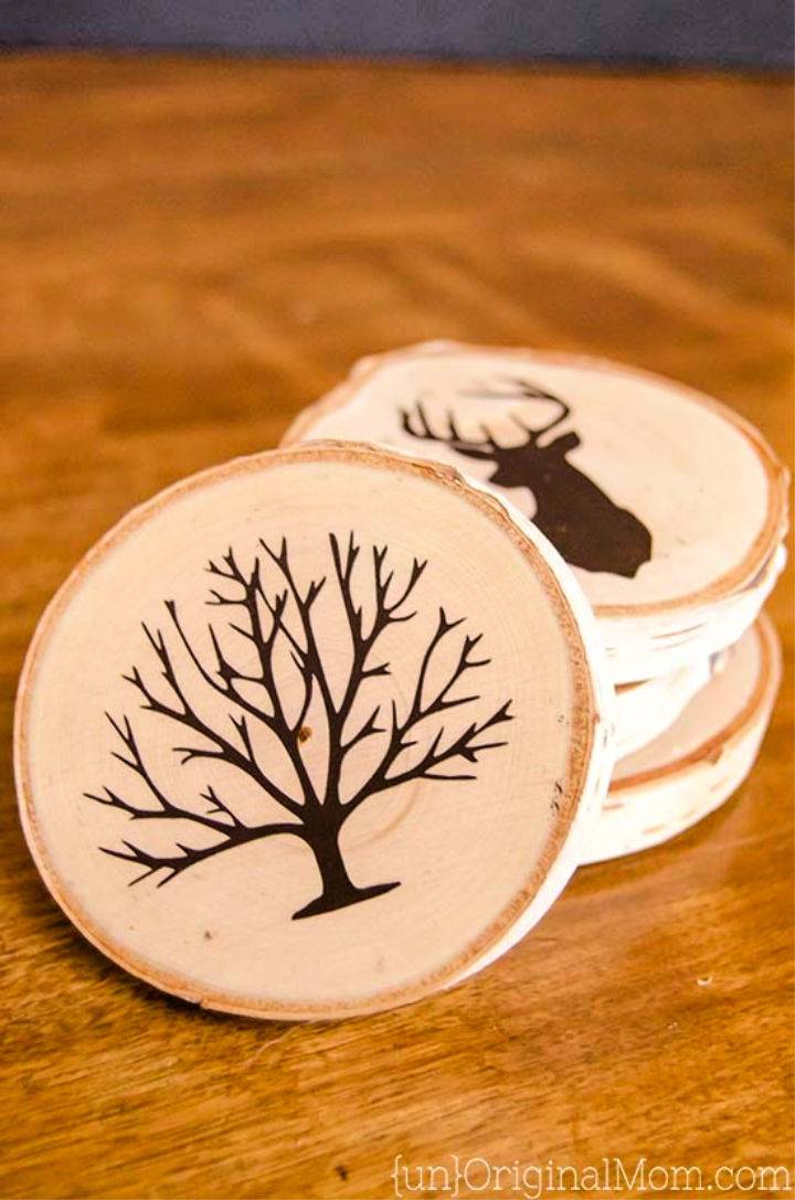Painted Wood Slice Coasters