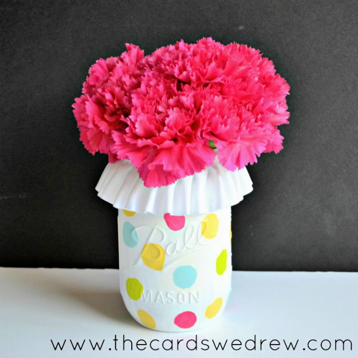 Polka Dot Mason Jar Vase Centerpiece