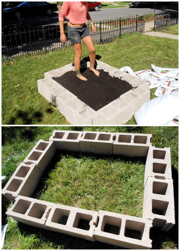 DIY Raised Bed With Cinder Blocks