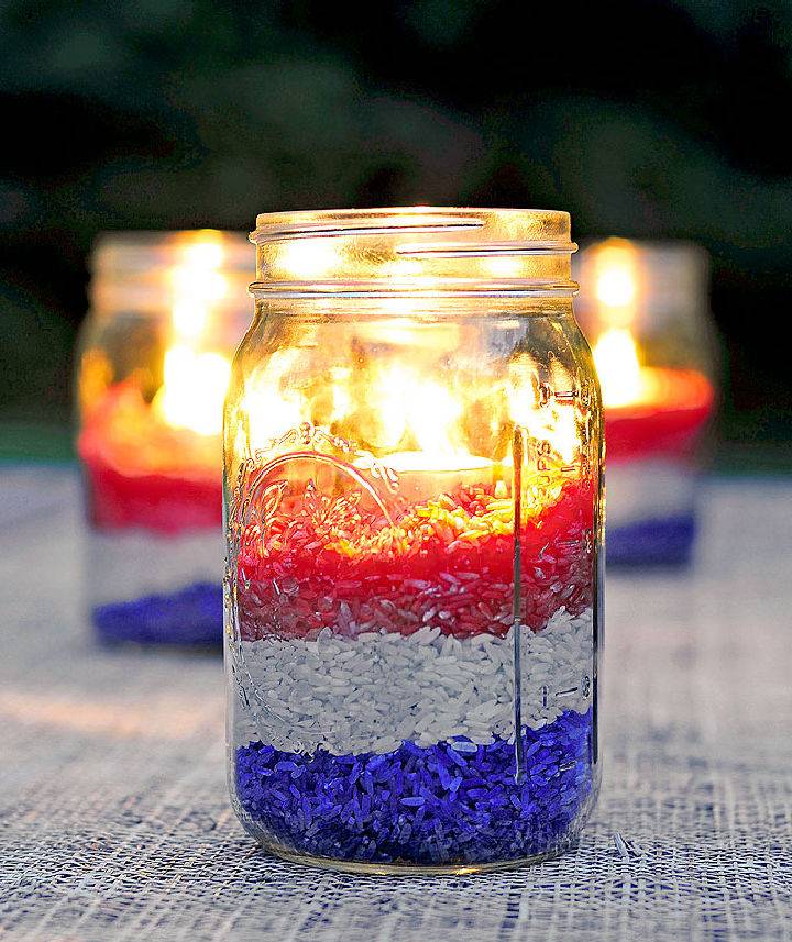 Red White and Blue Mason Jars Centerpieces