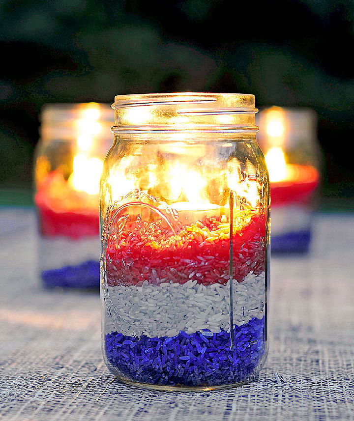 Red White and Blue Mason Jar Centerpiece 