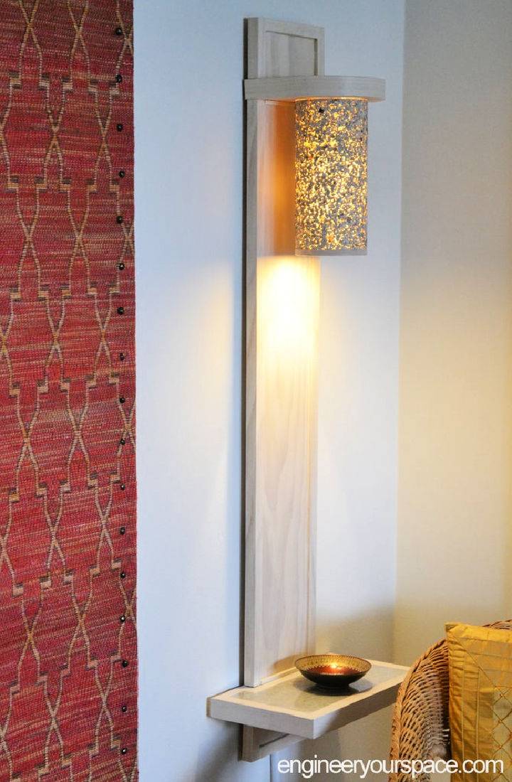 Sconce With a Shelf Made With Hand Tools