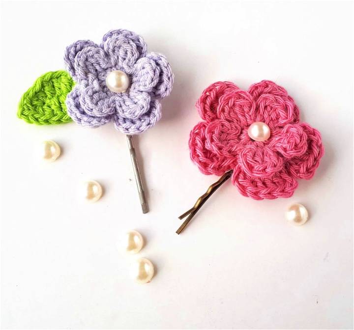 Spring Flower Hair Clips Crochet Pattern