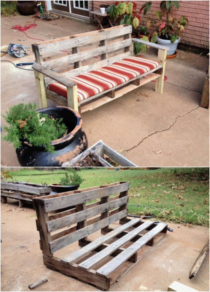 Turn A Pallet Into An Outdoor Patio Bench