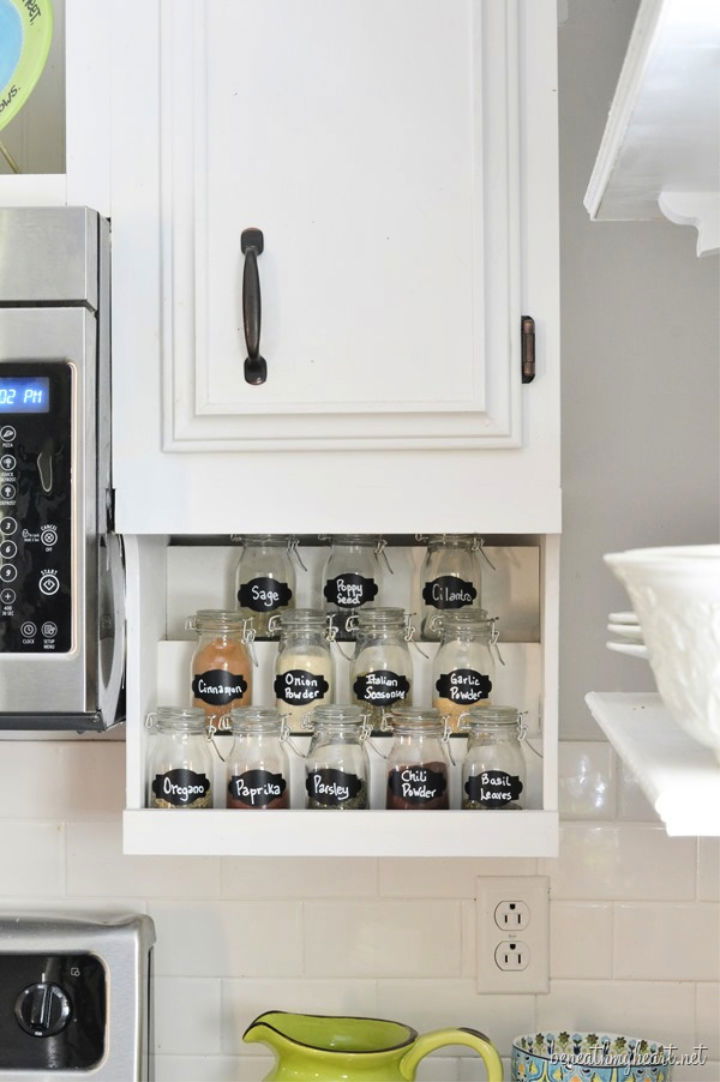 Homemade Under Cabinet Spice Rack